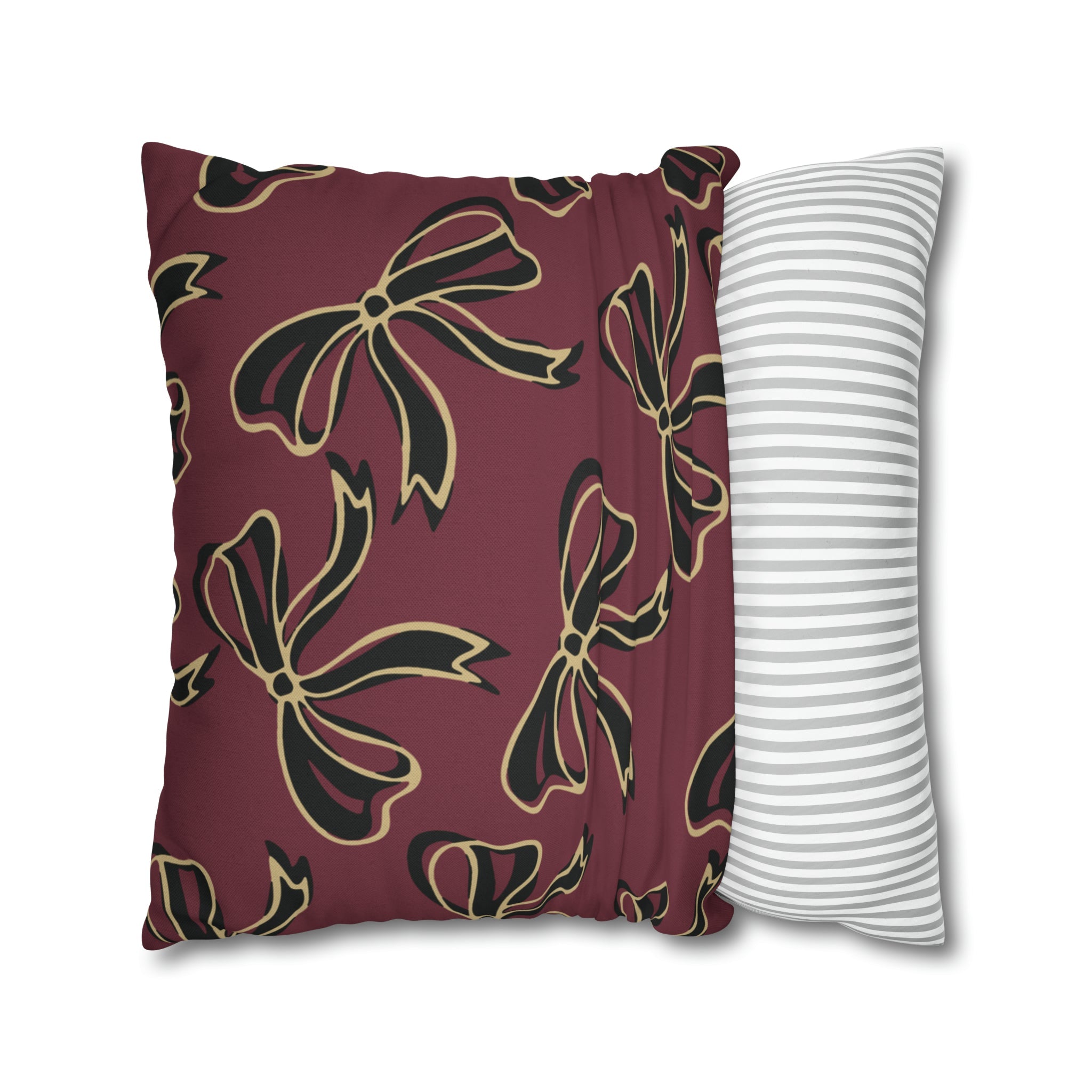 FSU Burgandy Pillow w Bows in Black and Gold
