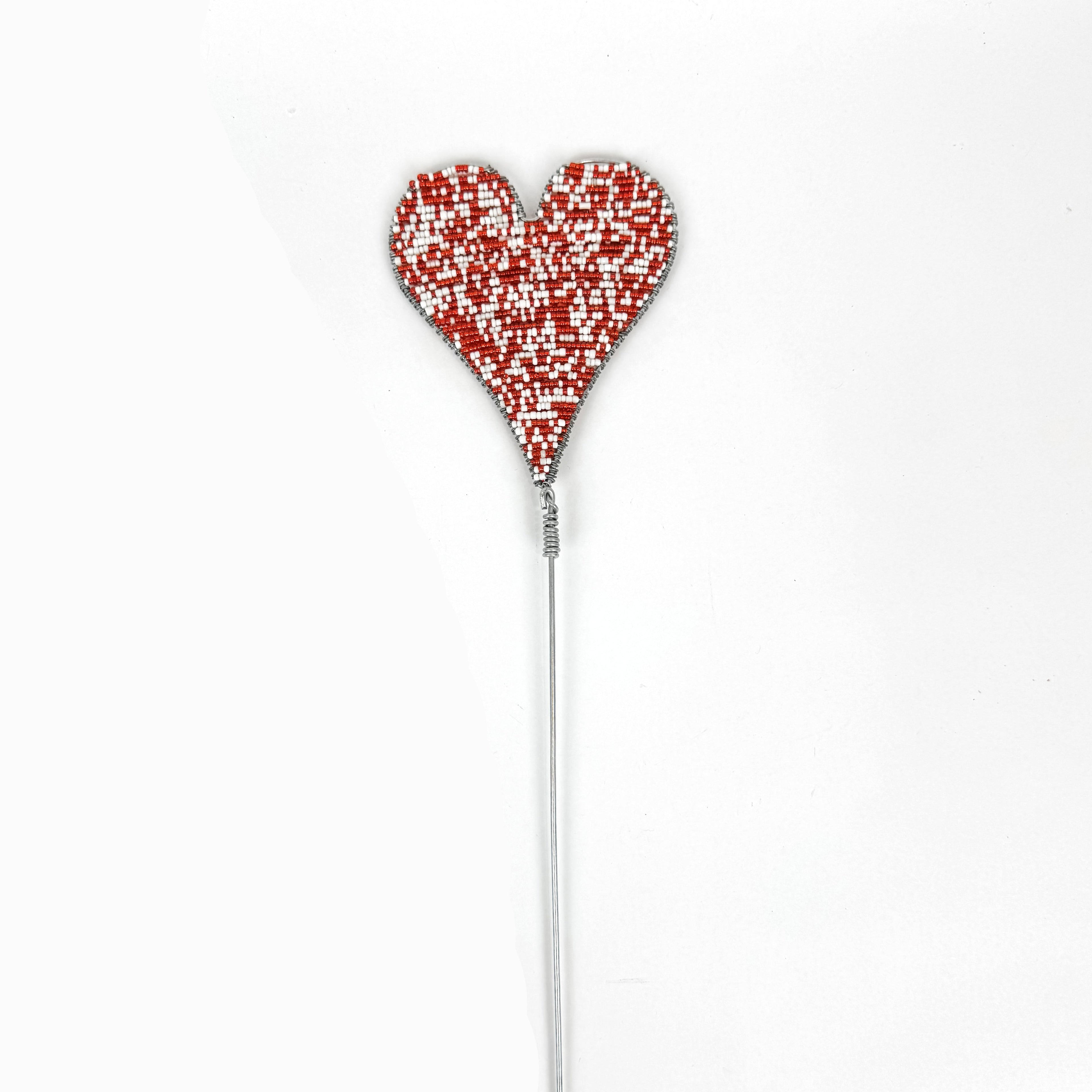 Beaded Heart Plant Stake