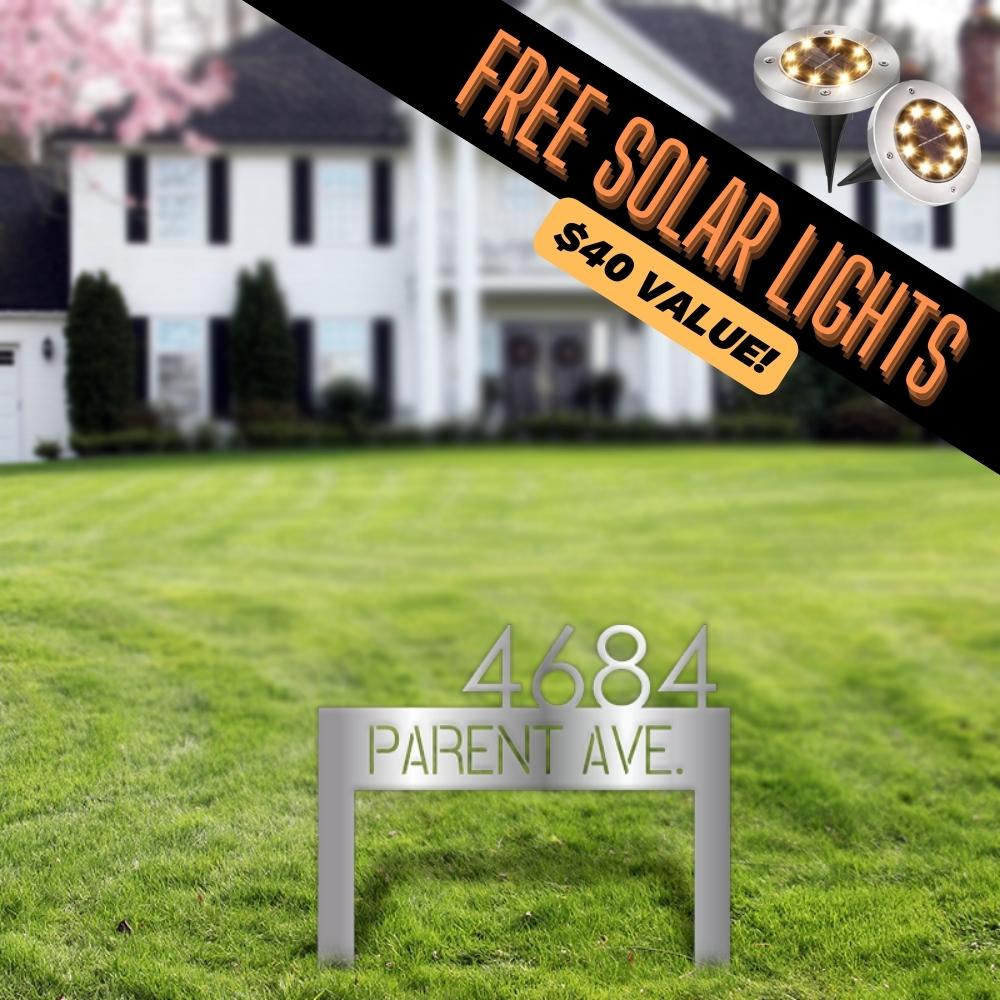Classic Address Yard Sign (+ FREE Solar Lights)