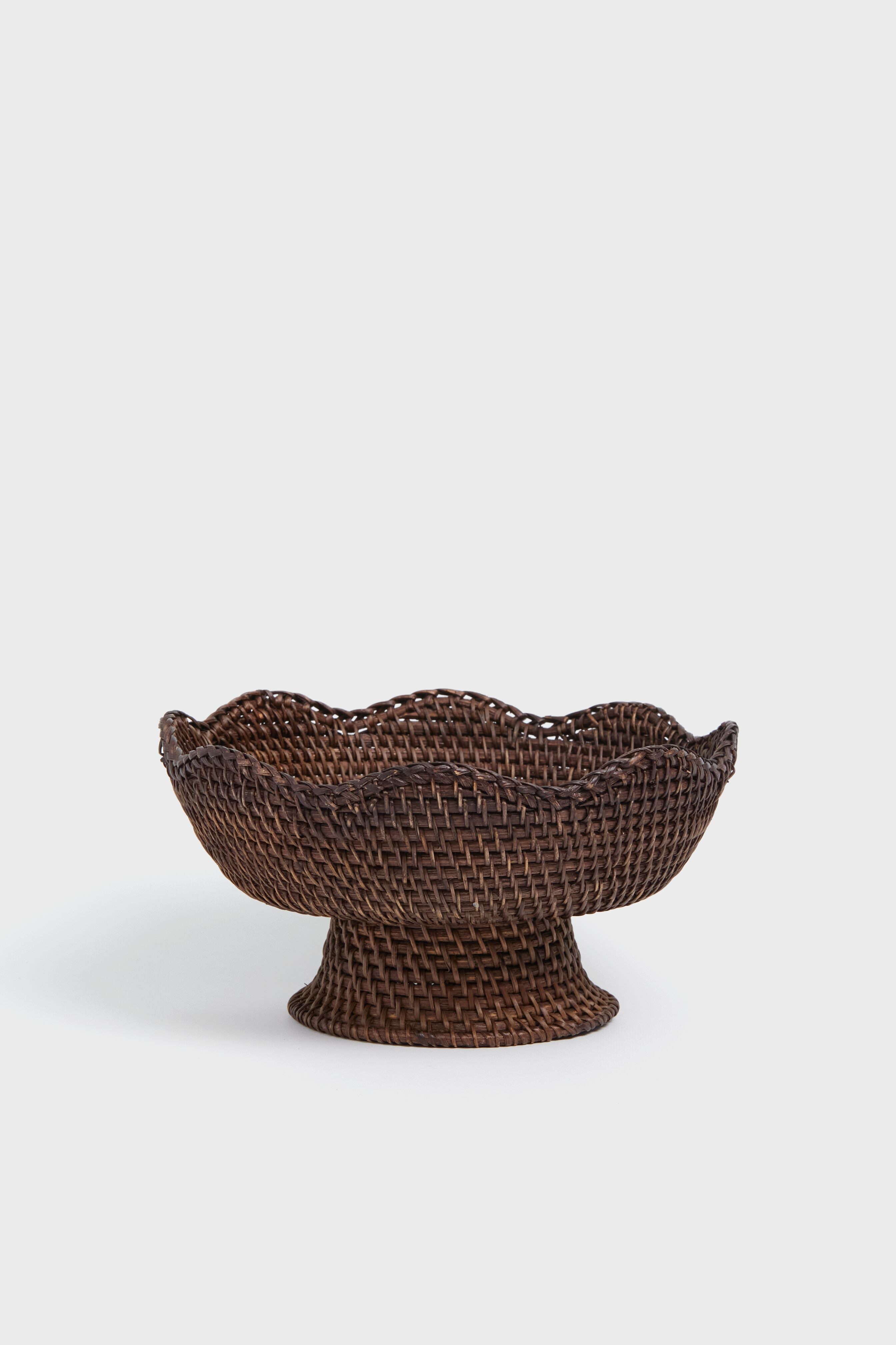 Dark Brown Rattan Footed Bowl