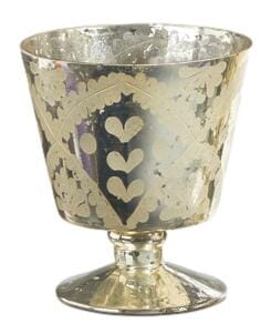 5.25" Silver Etched Mercury Glass Footed Vase Christmas Decor RAZ 4.25"