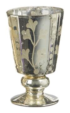 5.25" Silver Etched Mercury Glass Footed Vase Christmas Decor RAZ 5.25"