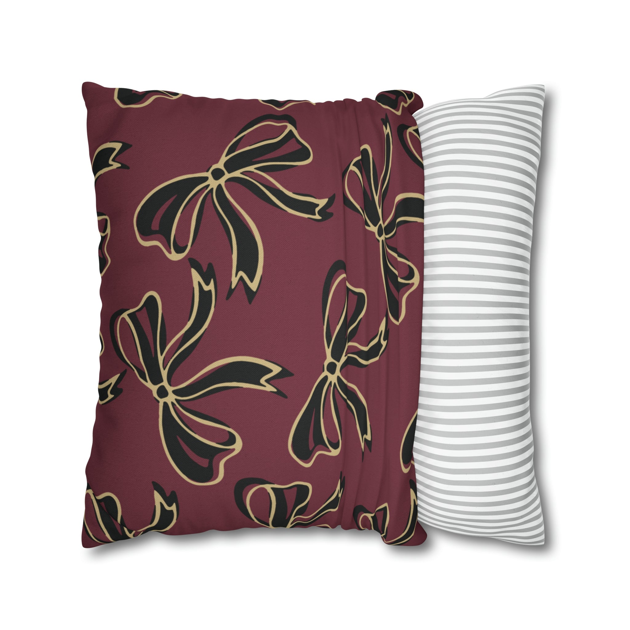 FSU Burgandy Pillow w Bows in Black and Gold
