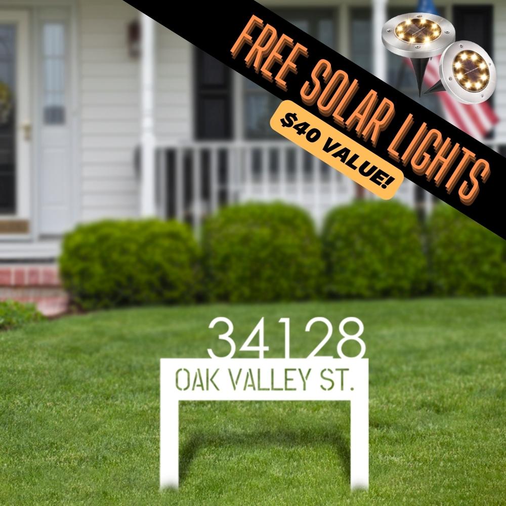 Classic Address Yard Sign (+ FREE Solar Lights)