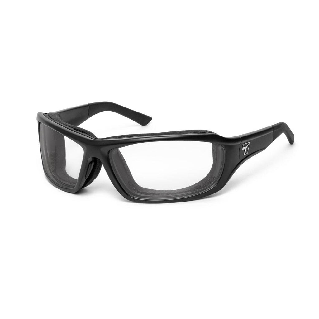 7eye Derby in Matte Black Frame and Clear Lens profile view