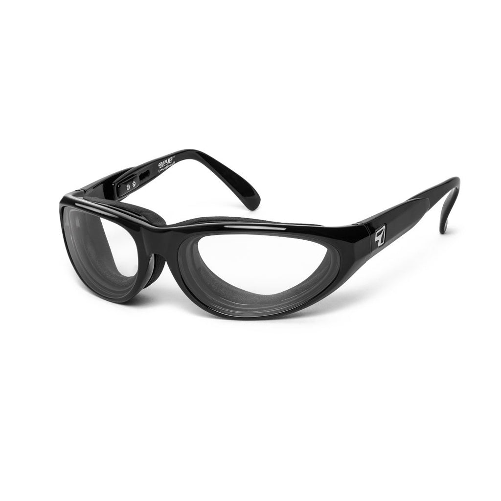7eye Diablo in Glossy Black Frame and Clear Lens profile view