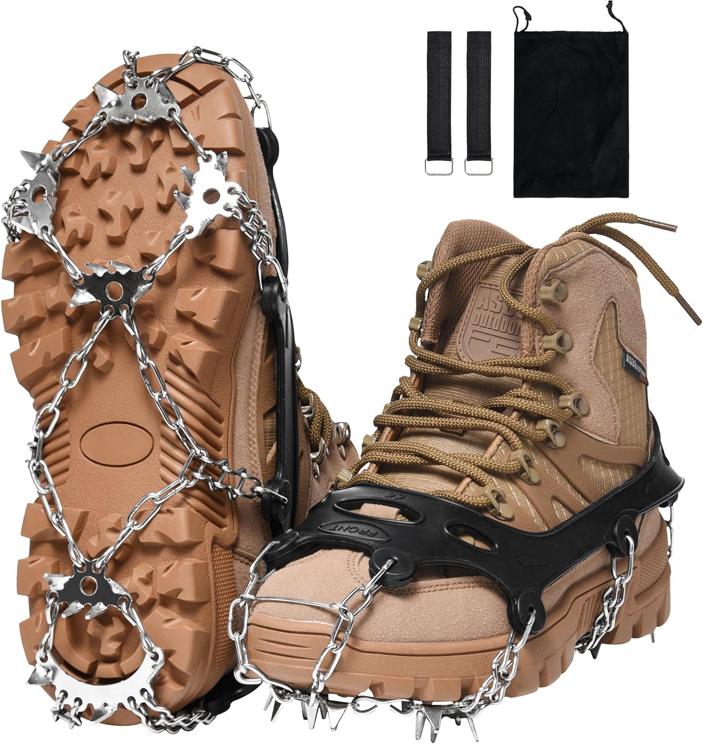 23 Spikes Crampons for Men and Women, Ice Cleats Snow Grips for Hiking Shoes and Boots