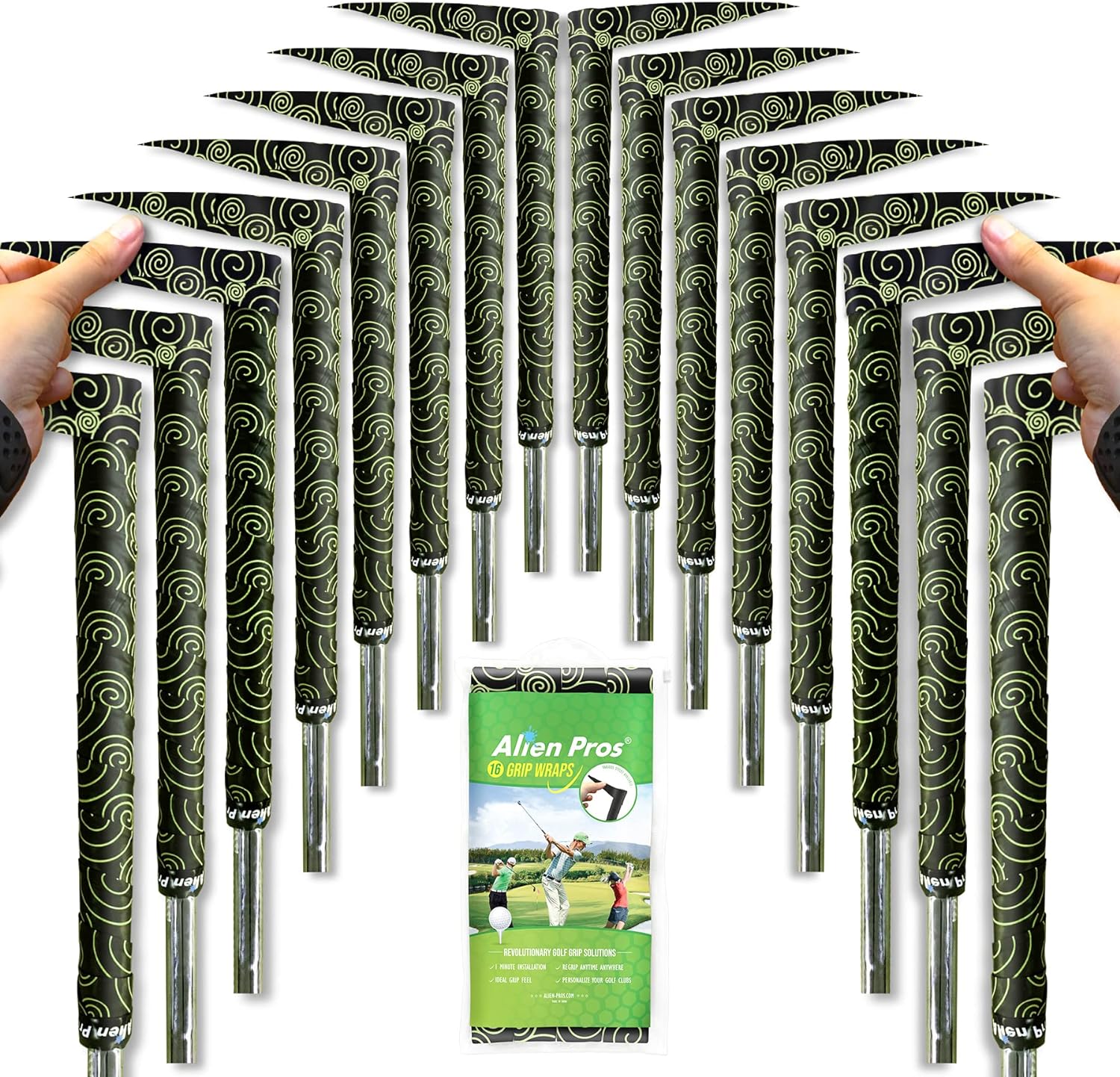 ALIEN PROS Golf Grip Wrapping Tapes - Innovative Golf Club Grip Solution - Enjoy a Fresh New Grip Feel in Less Than 1 Minute