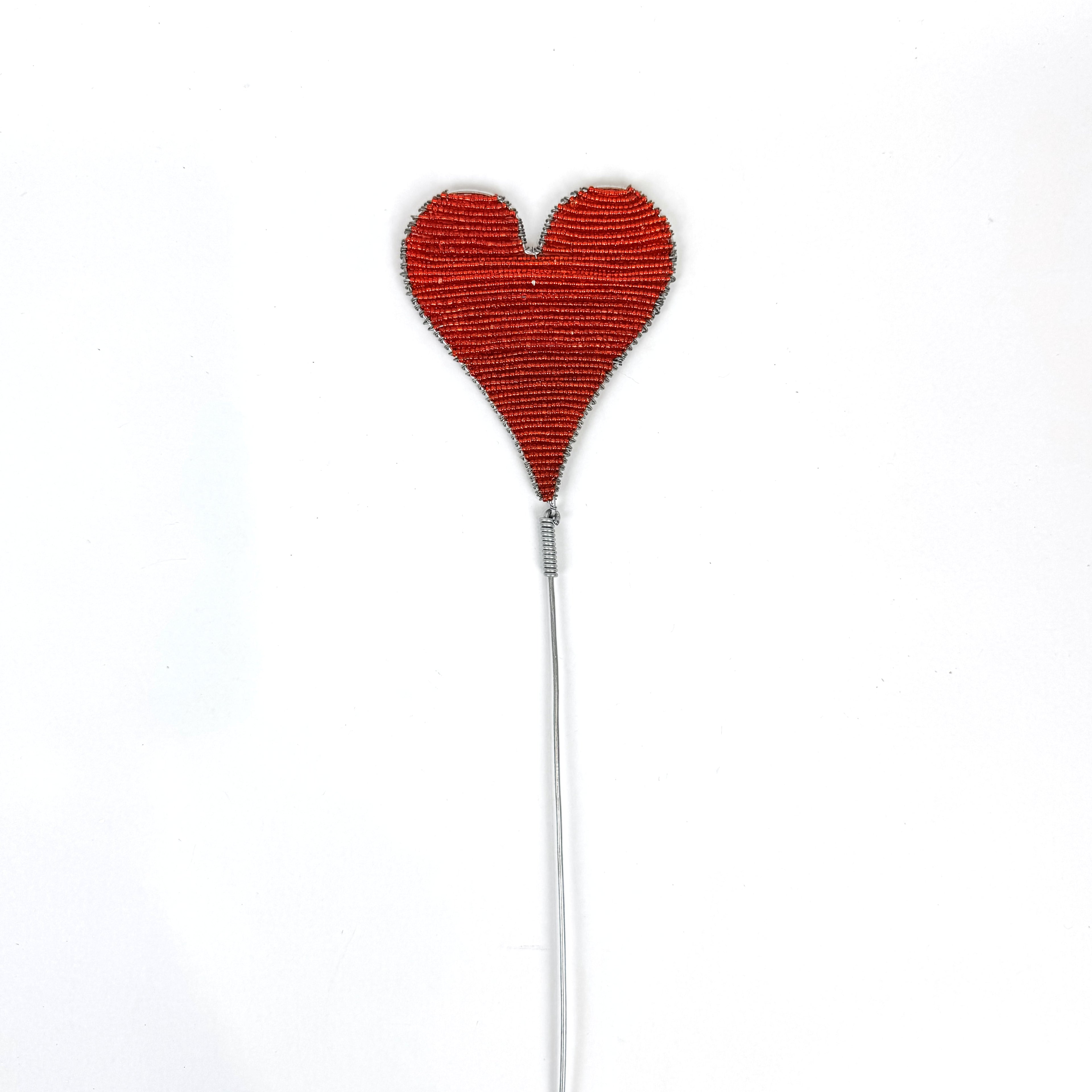 Beaded Heart Plant Stake