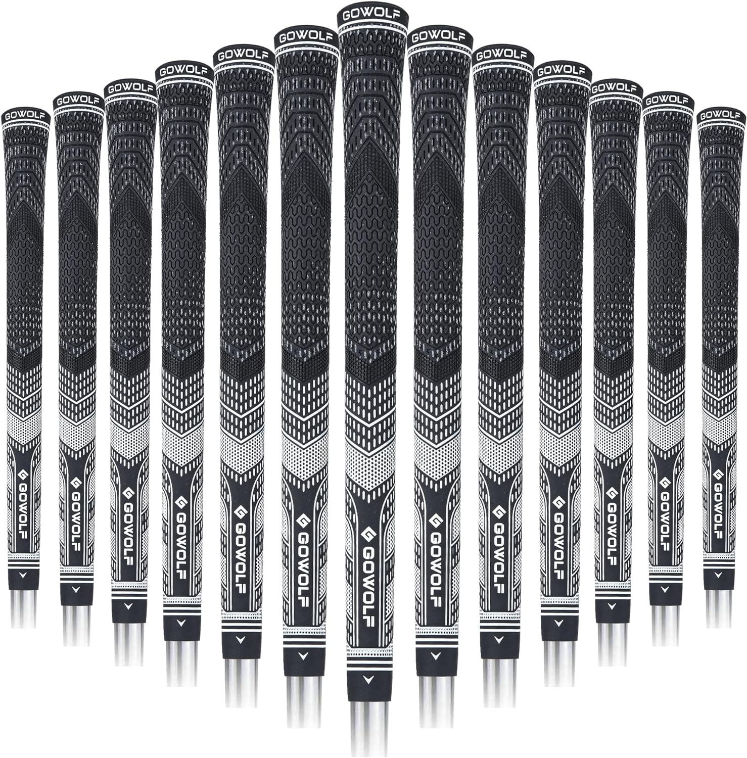 Corded Rubber Golf Grips 13 Pack, Low Taper Design, Multi-Compound Hybrid Golf Club Grips, with Free 15 Tapes