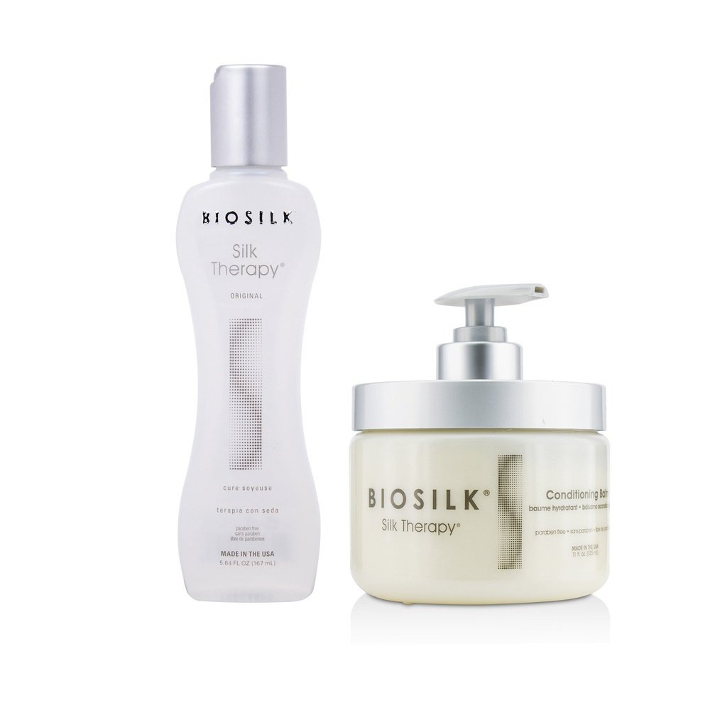 Biosilk Silk Therapy & Conditioning Balm Duo (5.64oz Silk Therapy & 11.1oz Conditioning Balm)