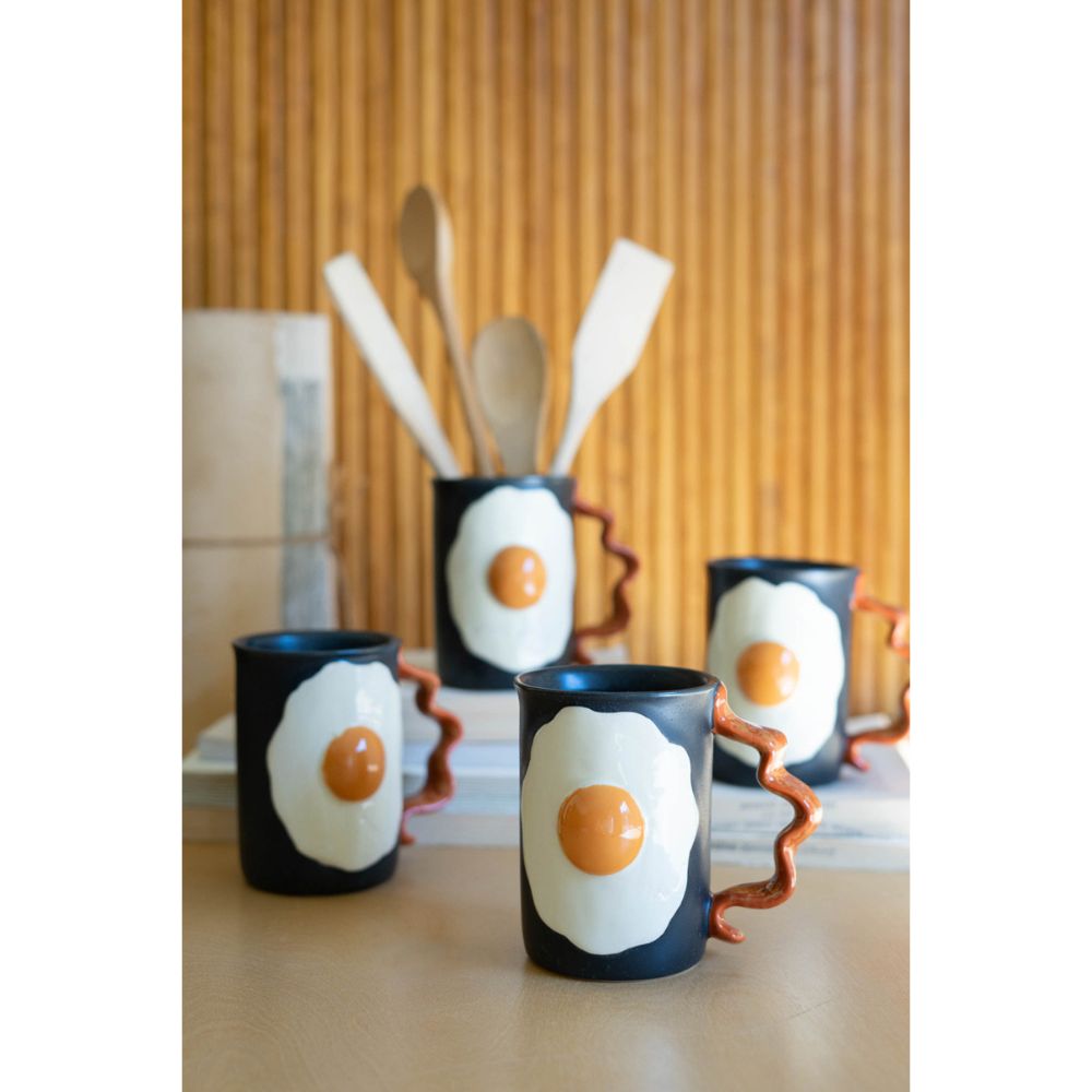 Ceramic Bacon and Eggs Mug- Set of 4