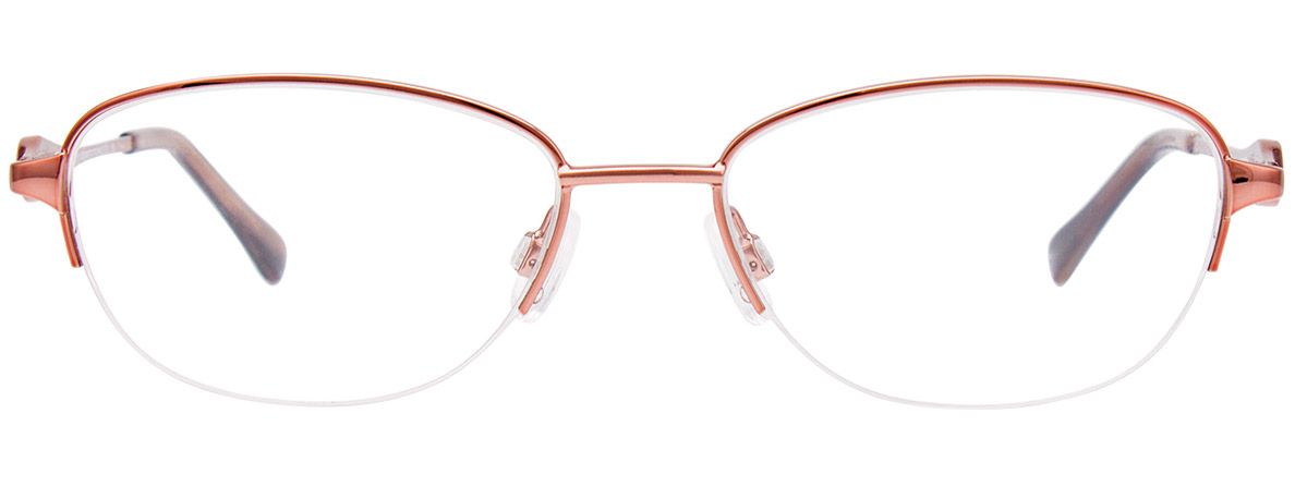 aspex eyewear easyclip EC479 semi rimless stainless steel glasses crystal temples bling elegant classic dressy shiny brown front female women ladies fashion