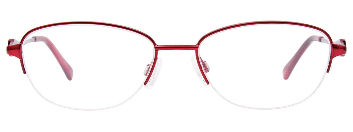 aspex eyewear easyclip EC479 semi rimless stainless steel glasses crystal temples bling elegant classic dressy shiny red female women ladies fashion front