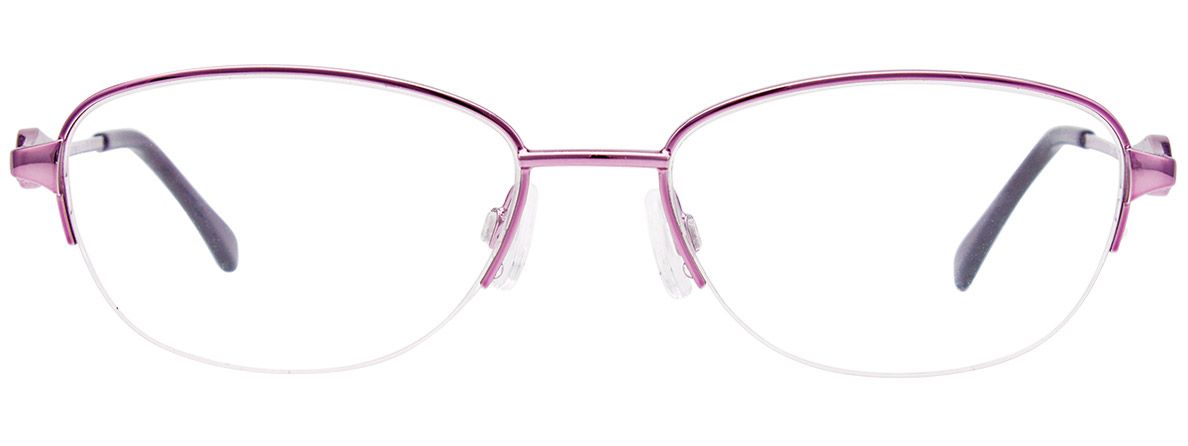 aspex eyewear easyclip EC479 semi rimless stainless steel glasses crystal temples bling elegant classic dressy shiny purple front female women ladies fashion
