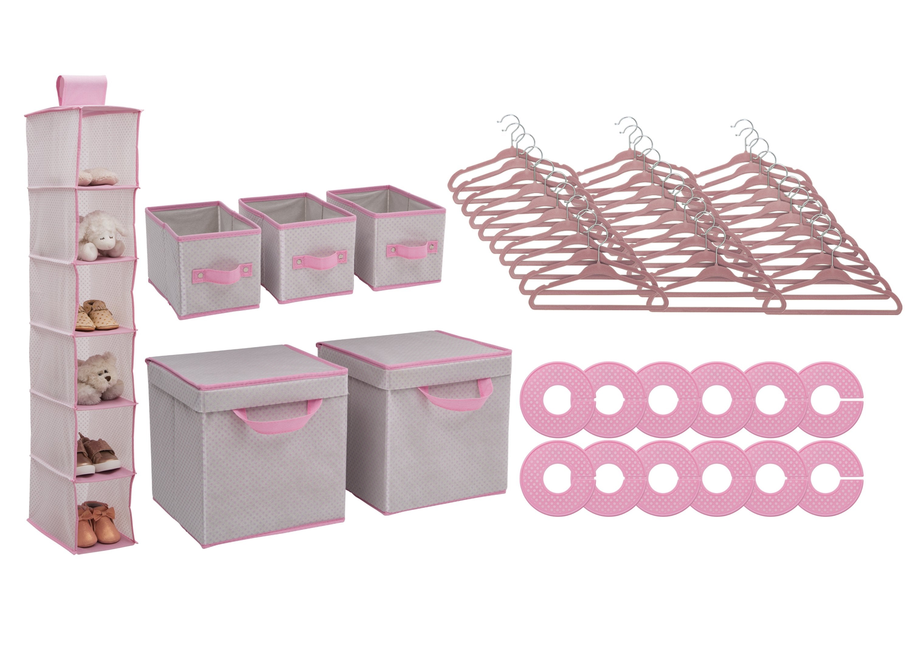 Delta Children Infinity Pink (693) 48 Piece Nursery Storage Set, Silo e2e