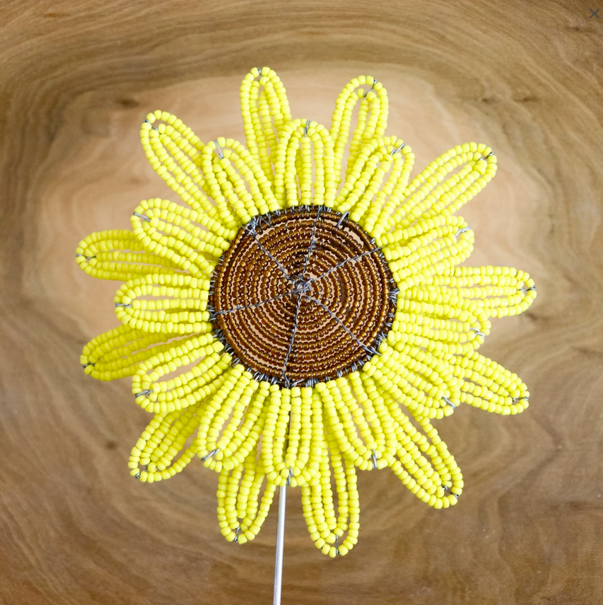 Beaded Sunflower Plant Stake