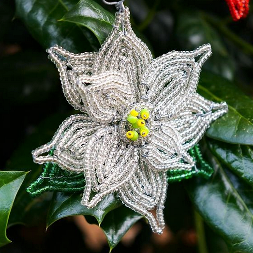 Beaded Poinsettia Ornament - FMSCMarketplace.org