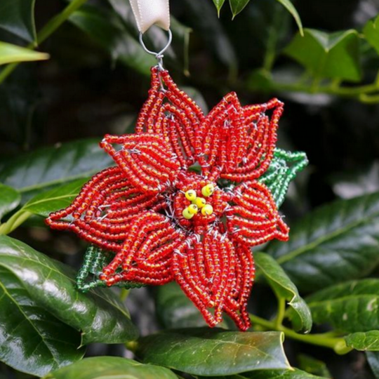 Beaded Poinsettia Ornament - FMSCMarketplace.org