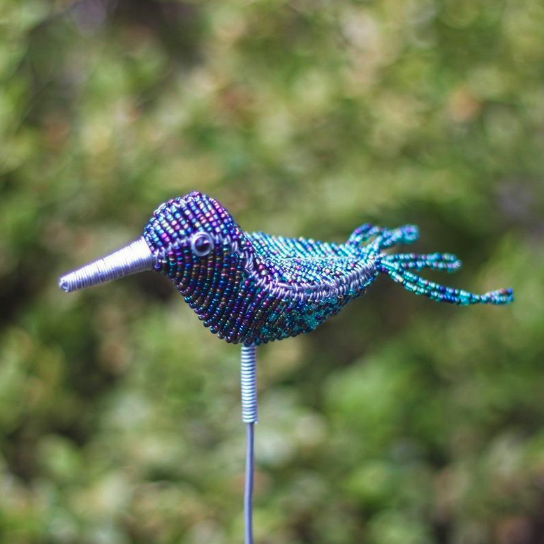 Beaded Hummingbird Plant Stake