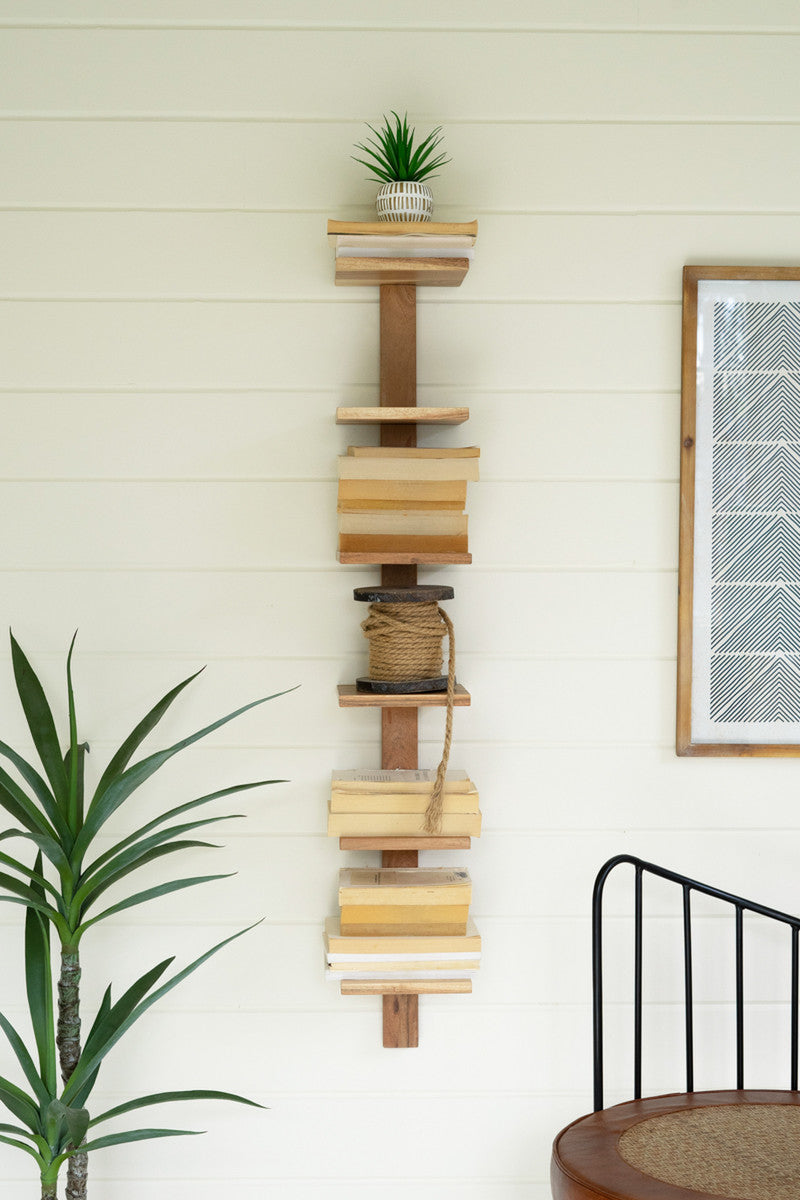 Acacia Wood Six-Tiered Vertical Shelf