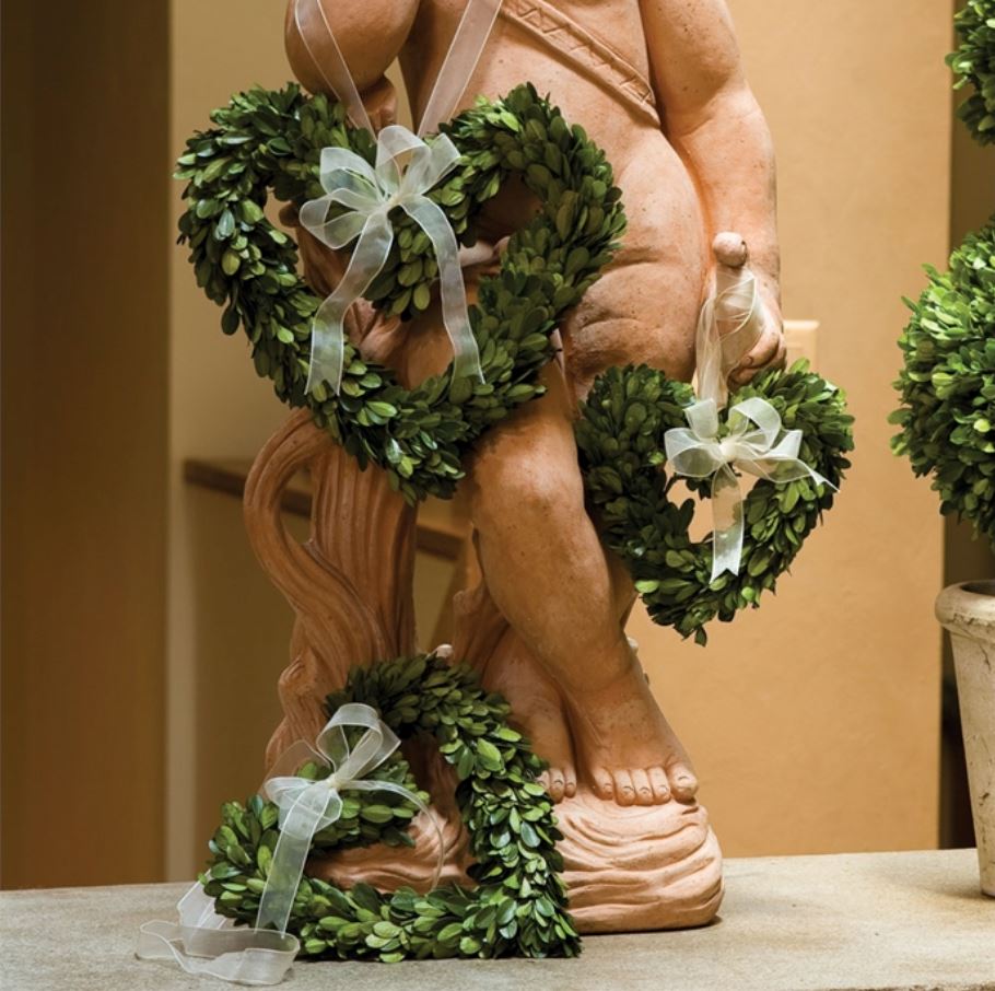 Boxwood Heart Wreath with Ribbon