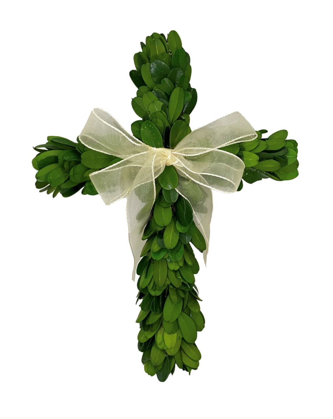 Boxwood Mini Cross with Ribbon