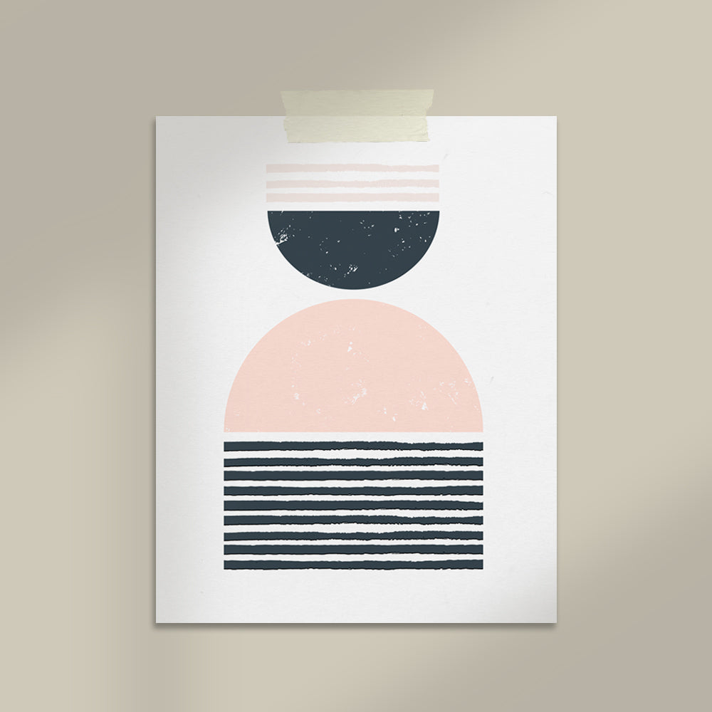 Geo Blush Pink Navy Art Print