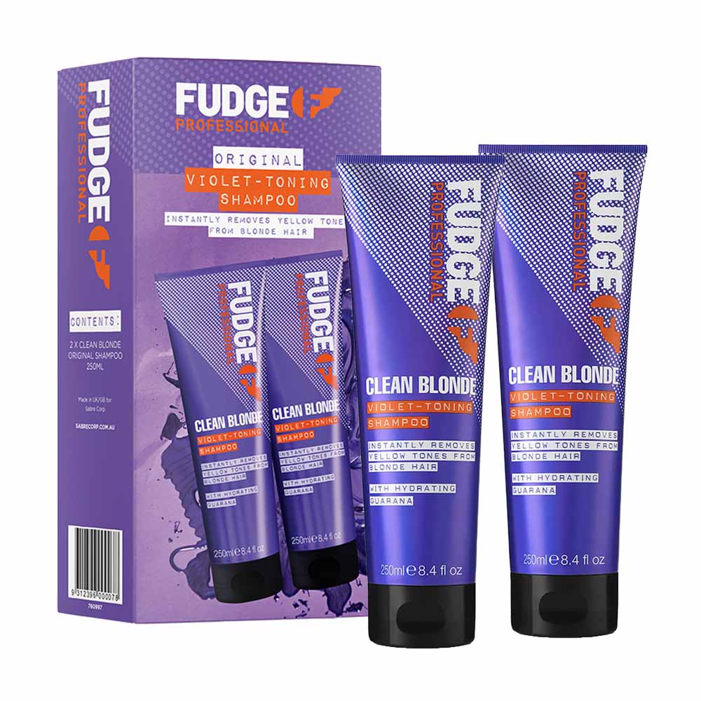Fudge Original Clean Blonde Violet Toning Shampoo 250ml Duo Pack