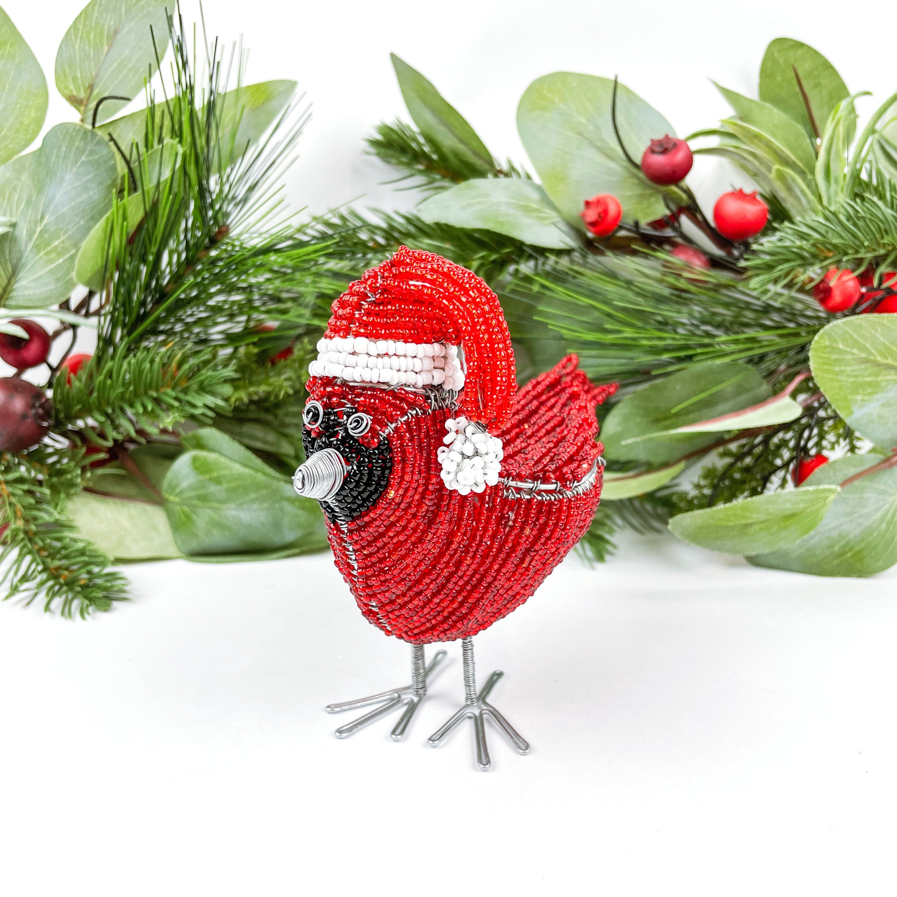 Beaded Cardinal with Slouch Toque