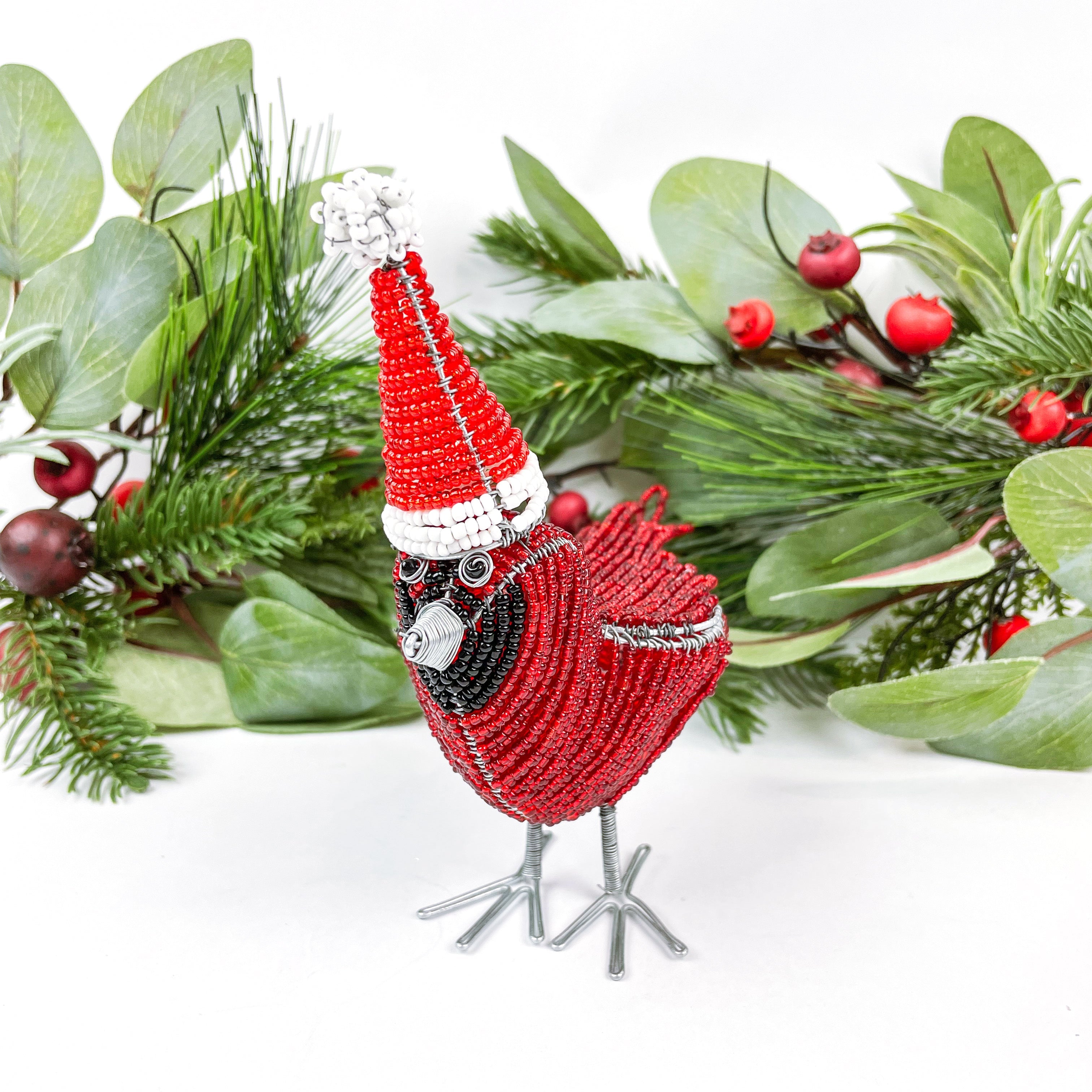 Beaded Cardinal with Straight Toque