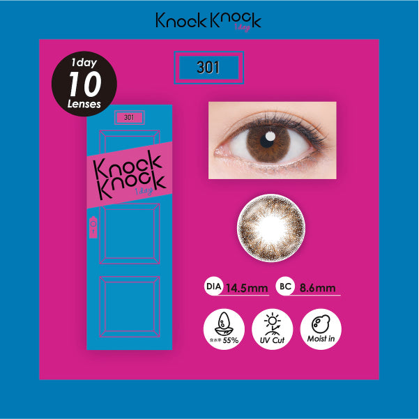 Knock Knock 301 Brown 1 Day Contact Lenses 10 Pack